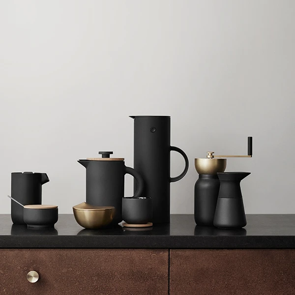 Stelton Collar coffee grinder, black - brass