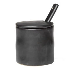 Ferm LIVING Flow Jam Jar With Spoon, Black