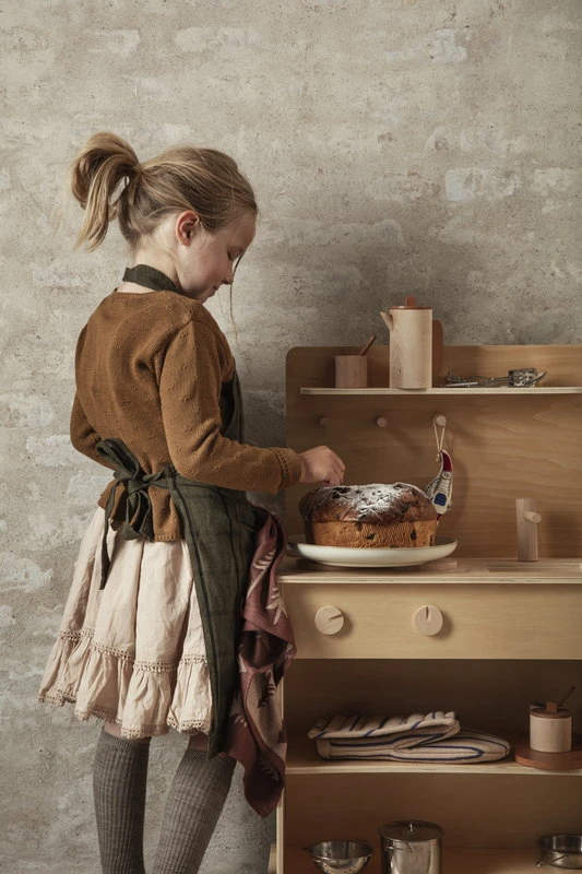 ferm LIVING Hale kids apron, green - black