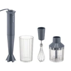 Alessi Plissé Hand Blender With Whisk And Chopper, Grey