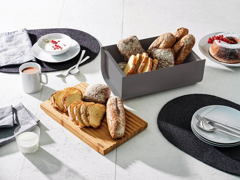Alessi Mattina breadbox, dark grey