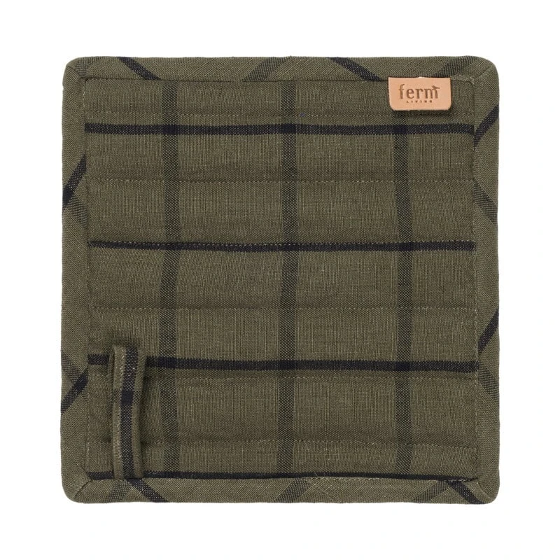 ferm LIVING Hale pot holder, set of 2, green - black