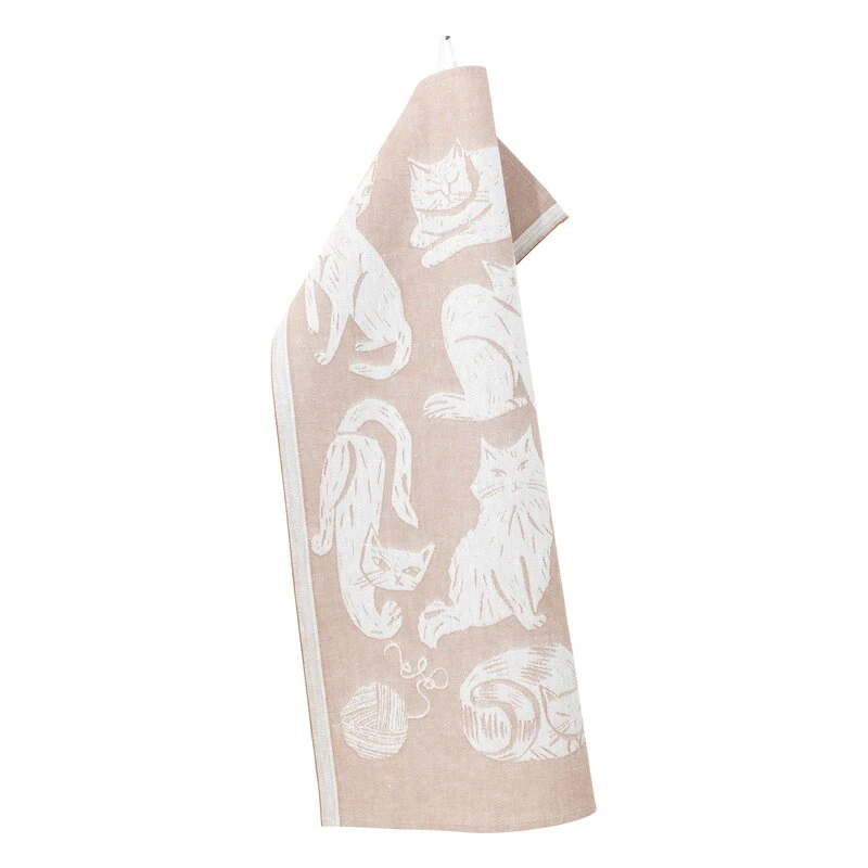 Lapuan Kankurit Kissanpäivät hand towel, white - cinnamon